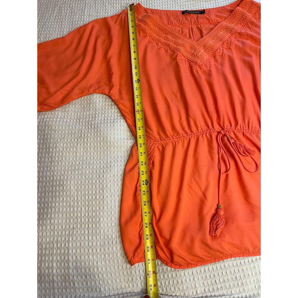 VIX Paula Hermanny Coral Embroidered Bell Sleeve Mini Tunic Swim Coverup Medium - Picture 5 of 13